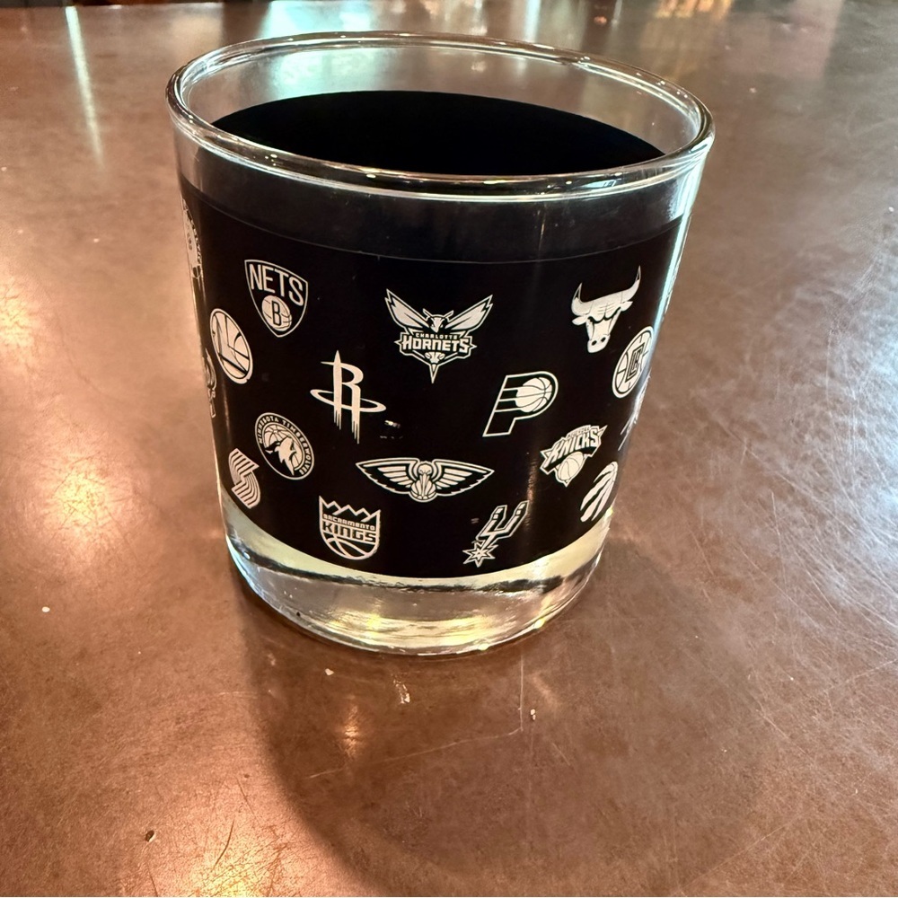 Jack Daniels Black and White Logo Glass Tumbler all NBA team logos